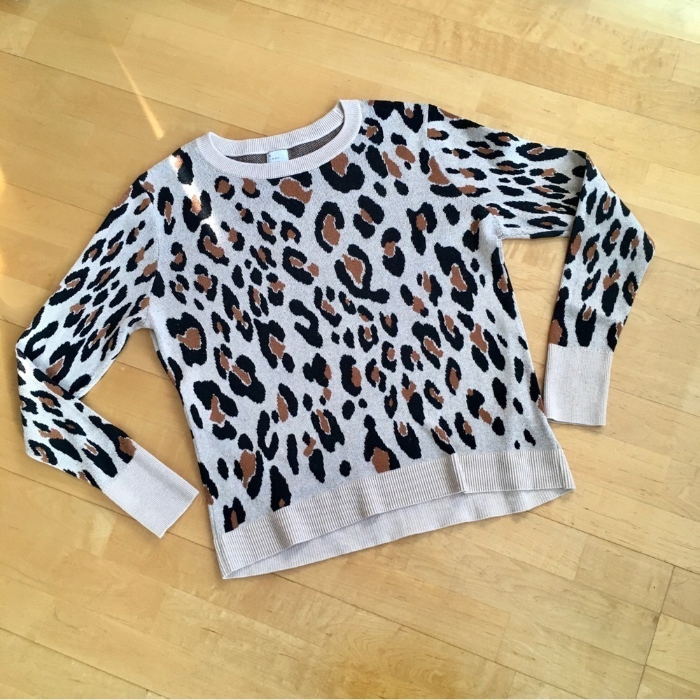 a new day Leopard Print Sweater, Tan, Brown, Black, Size XL